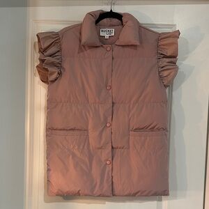 BUCKETLIST Pink Puffer Vest with Ruffle Sleeves